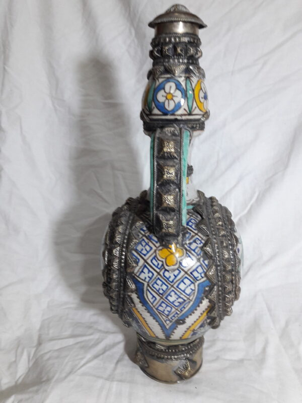 Vintage Moroccan Jug Inlay Highly Decorated Ceramic Water Jug-Vase,.png